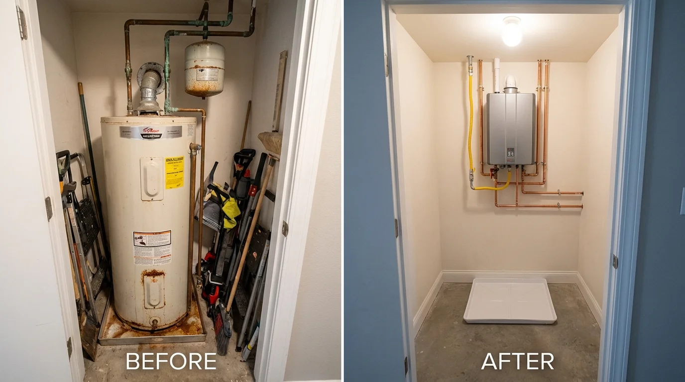 Tank water heater versus wall-mounted tankless unit comparison for Long Beach, MS homeowners